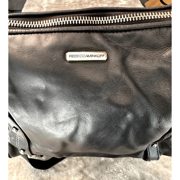 Rebecca Minkoff Cupid Black Leather Silver Hardware Satchel Handbag Crossbody - Picture 10 of 10